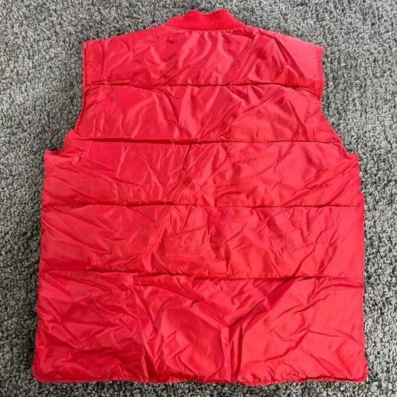 Eddie Bauer Goose Down Puffer Vest Mens Medium Red Lined Nylon Shell Sleeveless - Picture 2 of 8